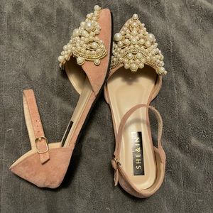 Pink beaded flats
